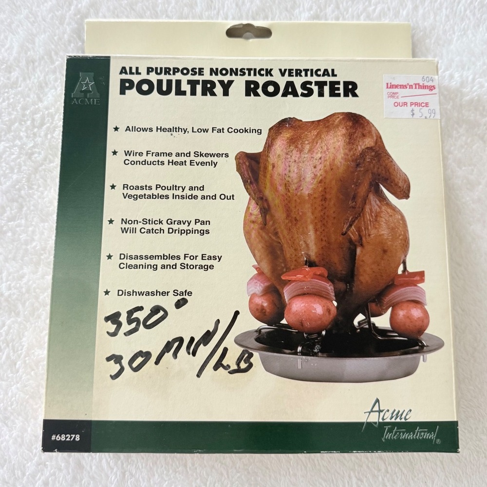 Vintage Acme Poultry Roaster Adult OS Black Nonstick Vertical Oven Rack 68278
